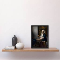 Artery8 Johannes Vermeer Framed Wall Art Print Woman Holding a Balance in Grey - Size: A4 - thumbnail 2
