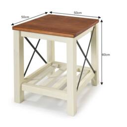 FORGEVIO Cottage Lamp Table White Painted Pine Wooden Side Table Storage - thumbnail 2