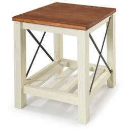 FORGEVIO Cottage Lamp Table White Painted Pine Wooden Side Table Storage - thumbnail 4