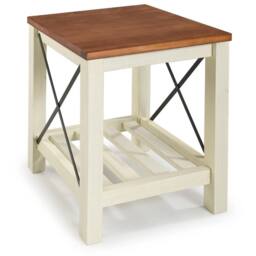 FORGEVIO Cottage Lamp Table White Painted Pine Wooden Side Table Storage - thumbnail 5