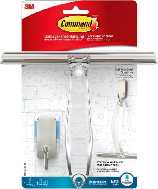 3M CLAW Command Bath Stainless Steel & Satin Nickel Squeegee & Hook BATH32 in Clear - image 1