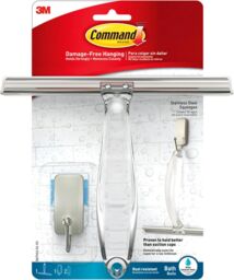 3M CLAW Command Bath Stainless Steel & Satin Nickel Squeegee & Hook BATH32 in Clear - thumbnail 1