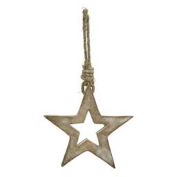 Hill Interiors Wooden Star Hanging Ornament in Dark Brown - thumbnail 2