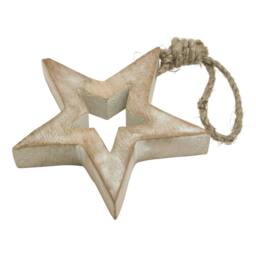 Hill Interiors Wooden Star Hanging Ornament in Dark Brown - thumbnail 3