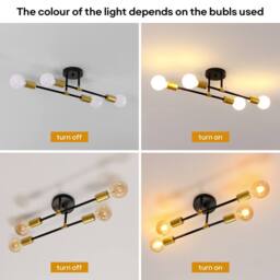COMELY Industrial Sputnik Ceiling Lights, E27 Semi-Flush Mount Ceiling Lights in Black - thumbnail 6