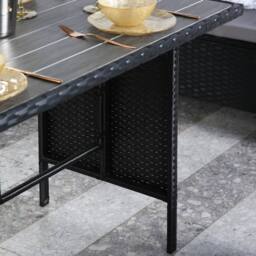 Home Garden Direct Thalia - Rattan Corner Sofa Set with Polywood Table & stools - Black - 8 Seats - thumbnail 2
