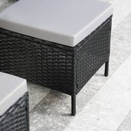 Home Garden Direct Thalia - Rattan Corner Sofa Set with Polywood Table & stools - Black - 8 Seats - thumbnail 4