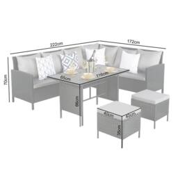 Home Garden Direct Thalia - Rattan Corner Sofa Set with Polywood Table & stools - Black - 8 Seats - thumbnail 8