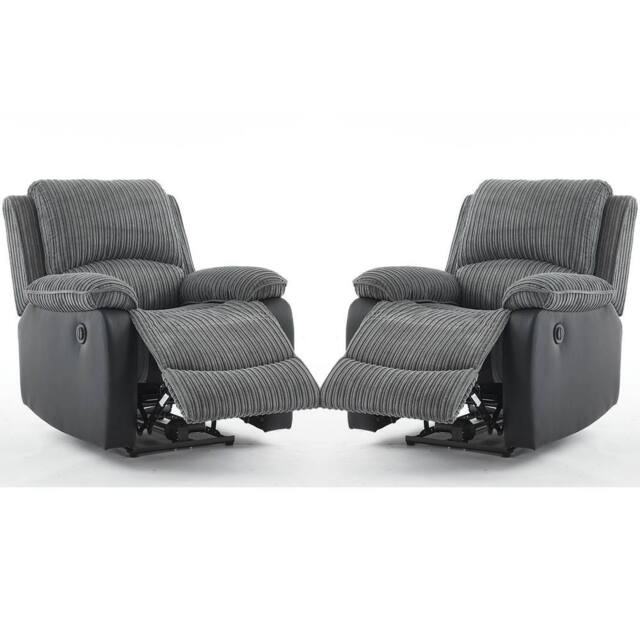 FURNITURE ONE Electric Reclining Sofa Set, Corduroy Fabric - 1+1 Sofa Set in Grey - Size: 1 Pack - image 1