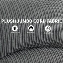 FURNITURE ONE Electric Reclining Sofa Set, Corduroy Fabric - 1+1 Sofa Set in Grey - Size: 1 Pack - thumbnail 8