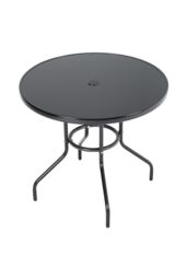 H&O Direct Outdoor Tempered & Metallic Glass Garden Table with Parasol Hole in Black - thumbnail 6