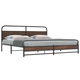 Berkfield Home Metal Bed Frame without Mattress Brown Oak 200x200 cm