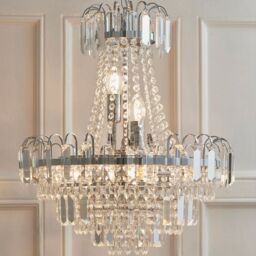 Loops Hanging Ceiling Chandelier Pendant 6 Light Glass Retro Lamp Bulb Holder Fitting in Clear - thumbnail 5