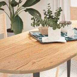 Berkfield Home Table Top 140x60x2 cm Solid Wood Oak Oval in Brown - Size: 140 x 60 x 2 cm