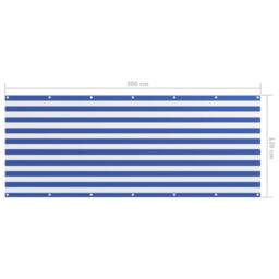Berkfield Home Balcony Screen White & Blue 120x300 cm Oxford Fabric - thumbnail 5