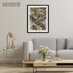 "Artery8 Lacertilia Reptile Lizard Species Haeckel Black Framed Canvas Wall Art - Size: W12"" x H16""" - thumbnail 3