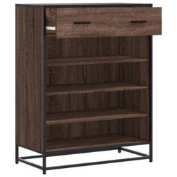 Berkfield Home Shoe Cabinet Brown Oak 75x38x97.5 cm Engineered Wood & Metal - thumbnail 7