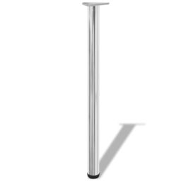 Berkfield Home 4 Height Adjustable Table Legs Chrome 870 mm in Silver - thumbnail 2