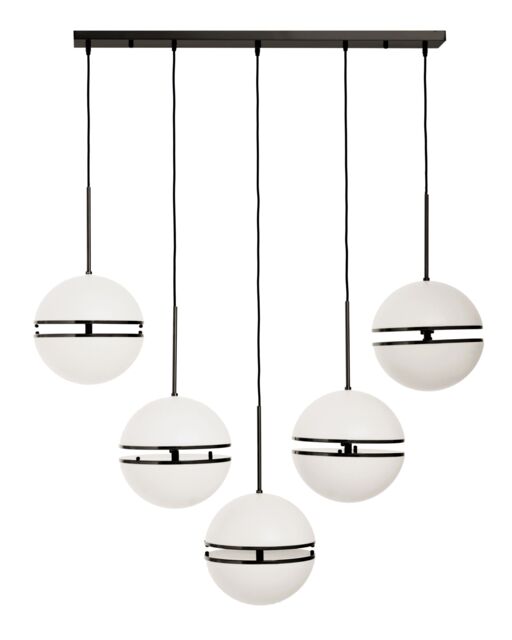 Orsina Five Ball Brass Pendant Light, Contemporary Statement Lighting Fixture With Five Split Globe Light in Black - image 1