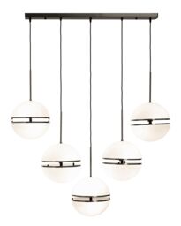 Orsina Five Ball Brass Pendant Light, Contemporary Statement Lighting Fixture With Five Split Globe Light in Black - thumbnail 4
