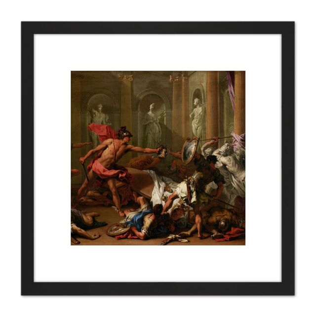 Artery8 Ricci Perseus Phineus Head Medusa Greek Myth Painting 8X8 Inch Square Wooden Framed Wall Art Print Picture with Mount in Black - image 1