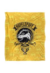 Warner Brothers Harry Potter Hufflepuff Varsity Badge Blanket 152 x 127 cm in White - thumbnail 1