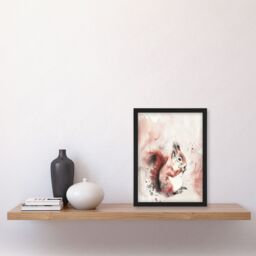 "Artery8 Red Squirrel Light Watercolour Portrait Soft Framed Art Print in Brown - Size: W12"" x H16""" - thumbnail 4