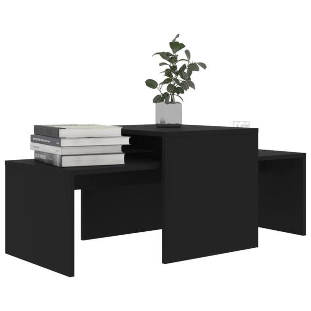 Berkfield Home Durable Coffee Table Set Black 100x48x40 cm Engineered Wood - Size: 100 x 48 x 40 cm - image 1