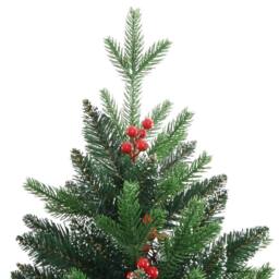 Berkfield Home Beautiful Artificial Hinged Christmas Tree with Red Berries 150 cm in Green - thumbnail 4