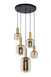 Lucide 'JOANET' Dimmable Adjustable Indoor Cluster Pendant Light 5xE27 in Grey