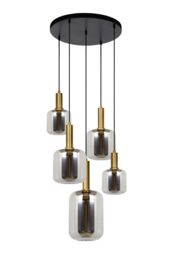 Lucide 'JOANET' Dimmable Adjustable Indoor Cluster Pendant Light 5xE27 in Grey - thumbnail 2
