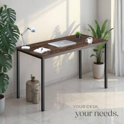 tectake Desk Vanport - Height-Adjustable Plastic Feet in Brown - thumbnail 7