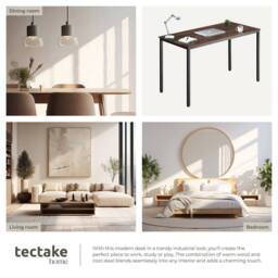 tectake Desk Vanport - Height-Adjustable Plastic Feet in Brown - thumbnail 5