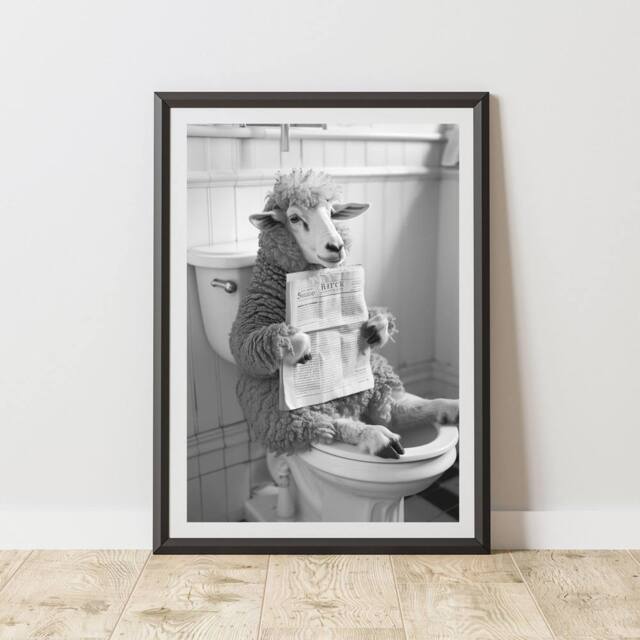 60 SECOND MAKEOVER Sheep On The Toilet Animal Print - Size: A4 - image 1