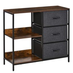HOMCOM Cabinet Organizer 3 Drawer Chest Dresser Tower w/ 2 Shelves for Bedroom in Black - thumbnail 2