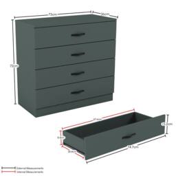 HD Designs Riano 4Pc Bedroom Set 3 Drawer Bedside, 4 Drawer Chest in Green - thumbnail 6