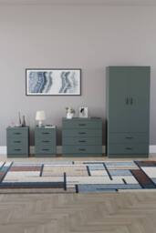 HD Designs Riano 4Pc Bedroom Set 3 Drawer Bedside, 4 Drawer Chest in Green - thumbnail 4