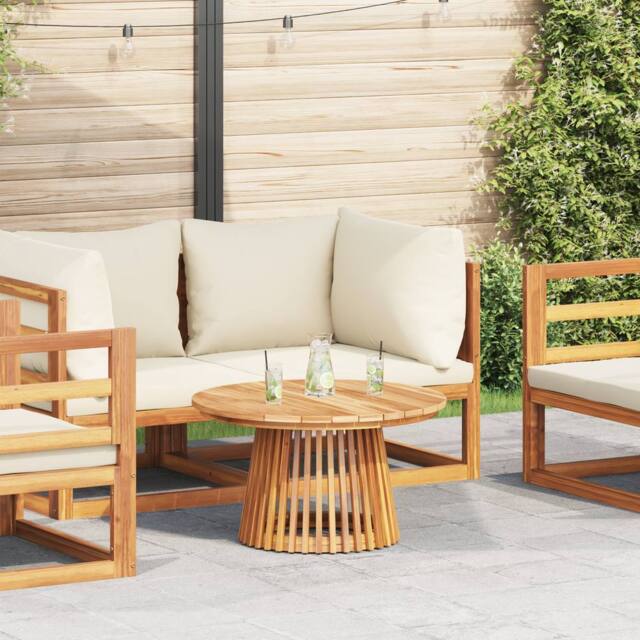 Berkfield Home Garden Coffee Table √ò70x40 cm Solid Wood Teak in Brown - Size: 70x40 cm - image 1