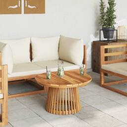 Berkfield Home Garden Coffee Table √ò70x40 cm Solid Wood Teak in Brown - Size: 70x40 cm - thumbnail 4