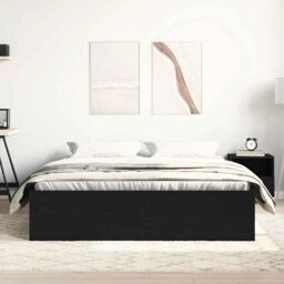Berkfield Home Bed Frame without Mattress Black Oak 150x200 cm Engineered Wood in Brown - thumbnail 3