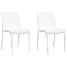 Berkfield Home Garden Chairs 2 pcs White 50x46x80 cm Polypropylene - Size: 50 x 46 x 80 cm - thumbnail 2
