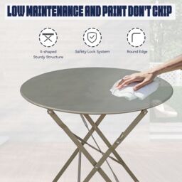 FURNITURE ONE Metal Bistro Set, Folding Patio Furniture Table & Chairs Set of 2 in Grey - Size: 2 Seater - thumbnail 5