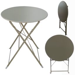 FURNITURE ONE Metal Bistro Set, Folding Patio Furniture Table & Chairs Set of 2 in Grey - Size: 2 Seater - thumbnail 2