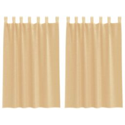 Berkfield Home Voile Curtains with Rod Pockets 2 pcs Sand in Brown - thumbnail 2
