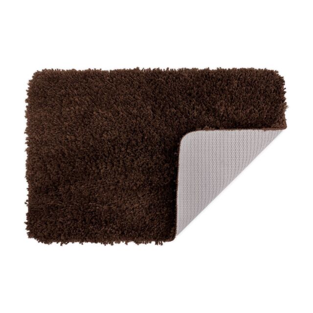 Allure Bath Fashions Shaggy Microfibre Non Slip Bath Mat 40 x 60cm in Chocolate - Size: 40 x 60 cm - image 1