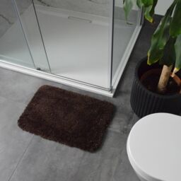 Allure Bath Fashions Shaggy Microfibre Non Slip Bath Mat 40 x 60cm in Chocolate - Size: 40 x 60 cm - thumbnail 3