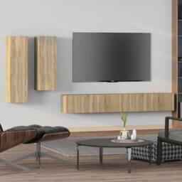 Berkfield Home 4 Piece TV Cabinet Set Sonoma Oak Engineered Wood in Light Tan - thumbnail 2