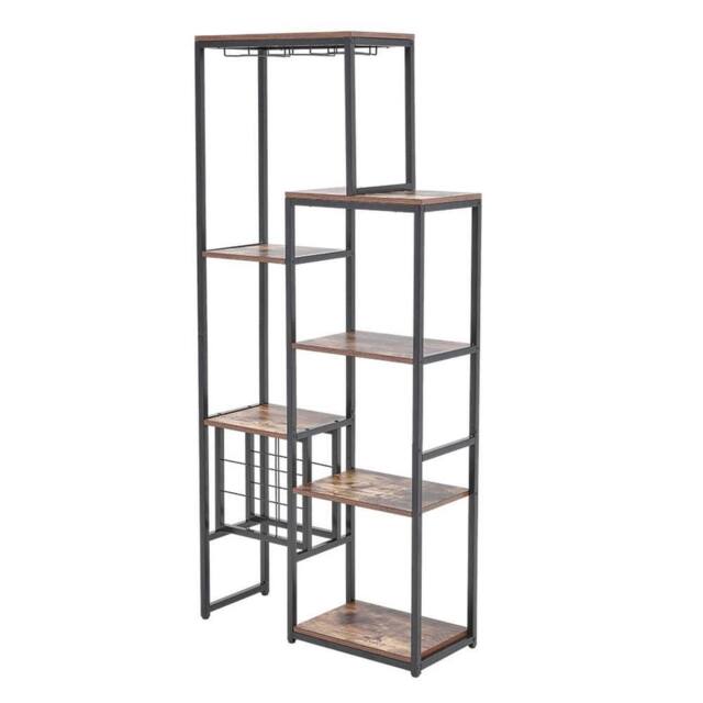 VOGREX 5-Tier Industrial Wine Rack With Glass Holder Storage Display Shelf - image 1