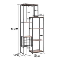 VOGREX 5-Tier Industrial Wine Rack With Glass Holder Storage Display Shelf - thumbnail 2