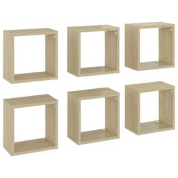 Berkfield Home Wall Cube Shelves 6 pcs Sonoma Oak 26x15x26 cm in Brown - Size: 26 x 15 x 26 cm - thumbnail 2